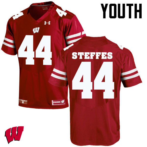 Wisconsin Badgers Youth #44 Eric Steffes NCAA Under Armour Authentic Red College Stitched Football Jersey SY40Y24AX